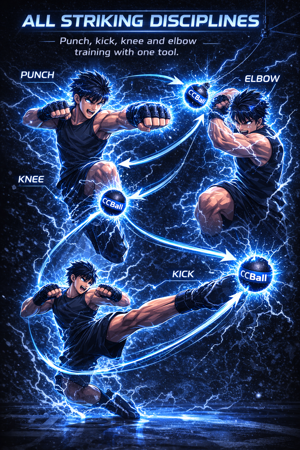 Kick, Punch, elbow, and Knee